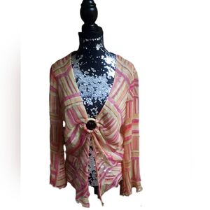 Vintage Jennifer Lopez Pink and Yellow Silk Top